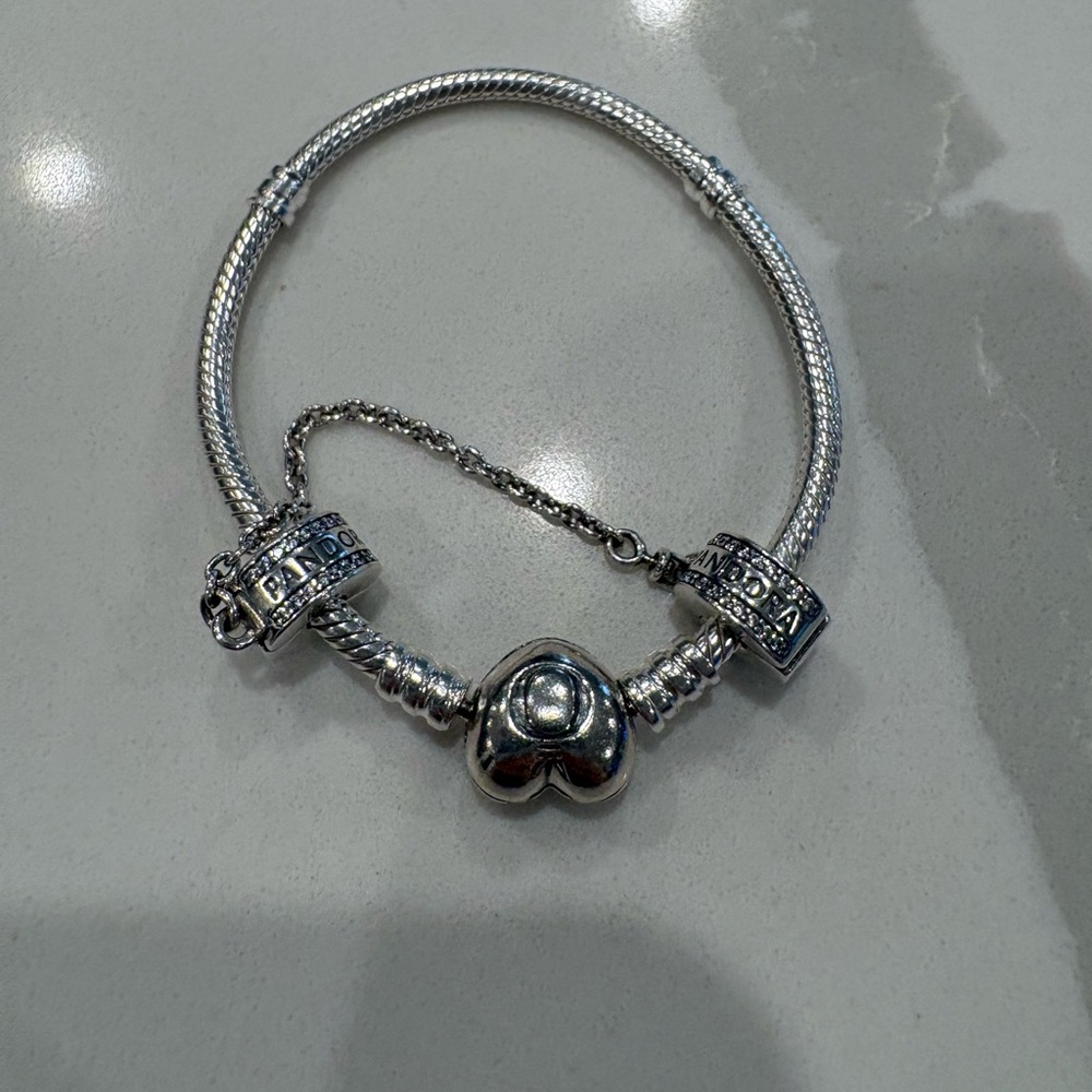 Pandora Sterling Silver Small Chain Bracelet with Safety 6”